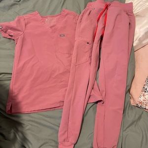 FIGS scrubs chalk pink set